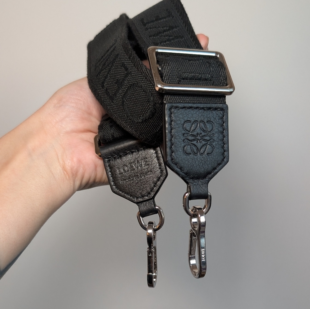 Loewe Cotton And Calfskin Black Bag Strap